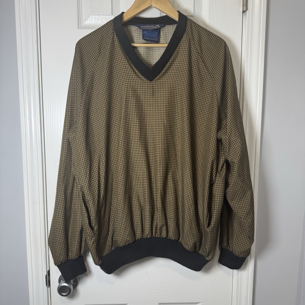Sunderland of Scotland Nylon Ladies Classic Pullover Golf Houndstooth L Brown